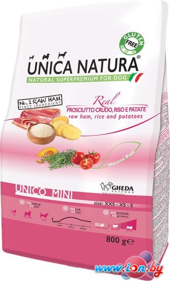 Сухой корм для собак Unica Natura Unico Mini с сыровяленой ветчиной, рисом и картофелем 800 г в Витебске