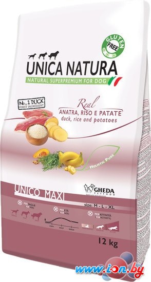 Сухой корм для собак Unica Natura Unico Maxi с уткой, рисом и картофелем 12 кг в Могилёве