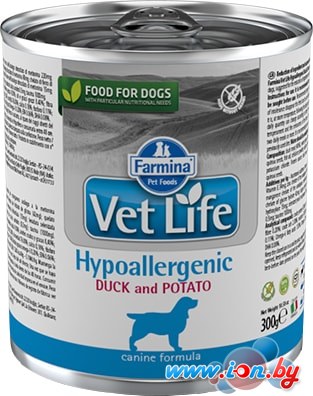 Консервированный корм для собак Farmina Vet Life Hypoallergenic Duck and Potato Wet Food Canine 0.3 кг в Могилёве