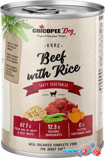 Консервированный корм для собак Chicopee Adult говядина с рисом 400 г в Бресте