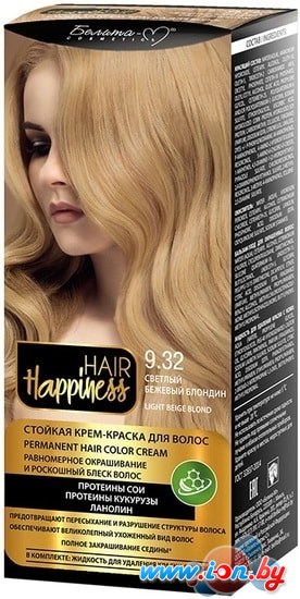 Крем-краска для волос Белита-М Hair Happiness Стойкая 9.32 светлый бежевый блондин в Могилёве