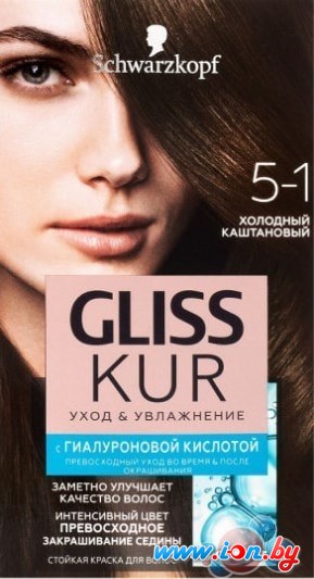 Крем-краска для волос Gliss Kur Уход и увлажнение 5-1 холодный каштановый в Могилёве