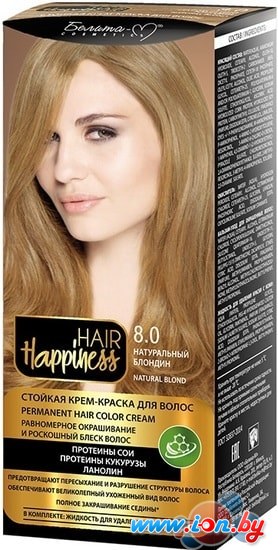 Крем-краска для волос Белита-М Hair Happiness Стойкая 8.0 натуральный блондин в Могилёве