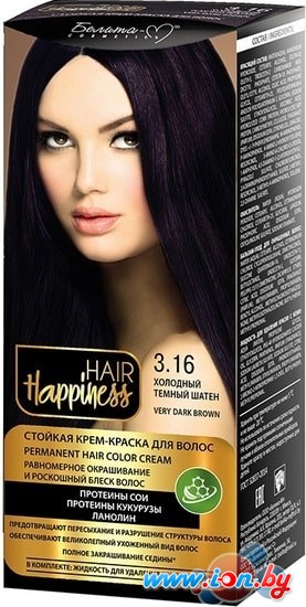 Крем-краска для волос Белита-М Hair Happiness Стойкая 3.16 холодный темный шатен в Могилёве