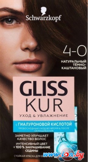 Крем-краска для волос Gliss Kur Уход и увлажнение 4-0 темно-каштановый в Могилёве