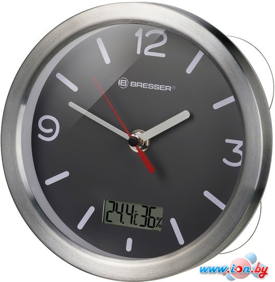 Настенные часы Bresser MyTime Thermo/Hygro Bath (черный/серебристый) в Могилёве