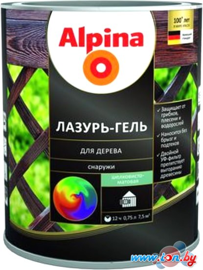 Лазурь Alpina Лазурь-гель для дерева снаружи (черный, 0.75 л) в Гомеле