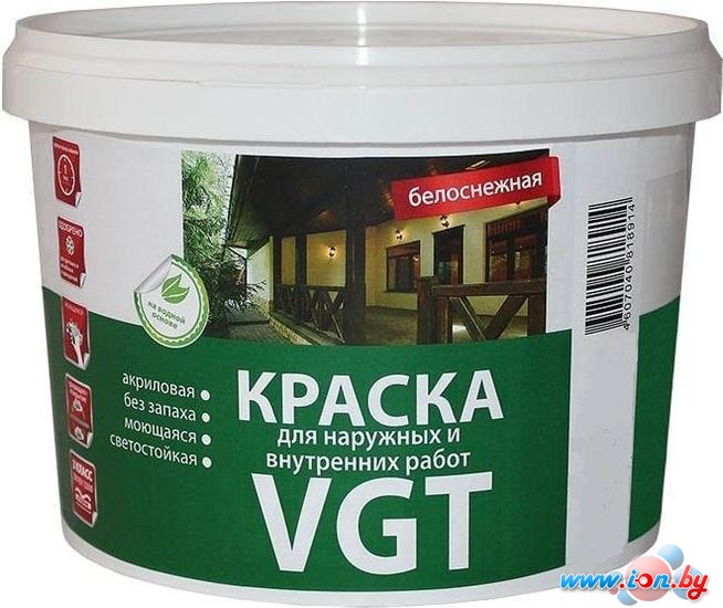 Краска VGT Для наружн/внутр. работ Моющаяся ВД-АК-1180 1.5 кг (белоснежный) в Могилёве