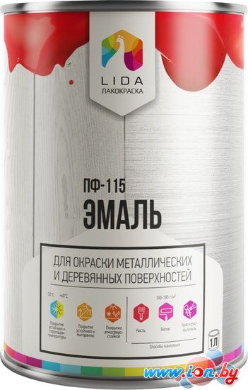 Эмаль LIDA ПФ-115 1 л (светло-серый) в Могилёве