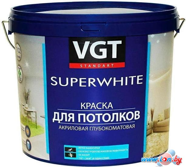 Краска VGT ВД-АК-2180 Для потолков 1.5 кг (супербелый) в Могилёве