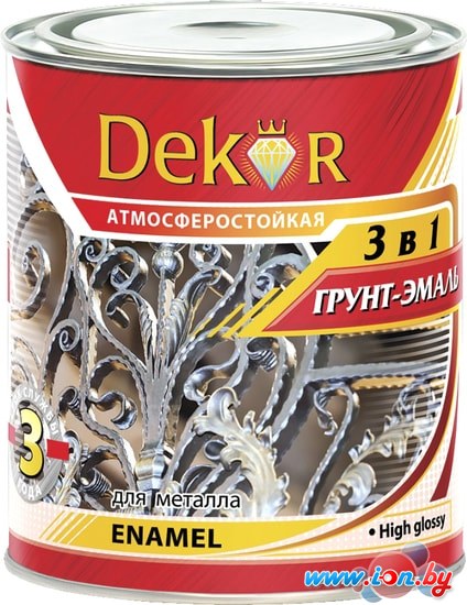 Эмаль Dekor грунт-эмаль 3 в 1 (черный, 0.9 кг) в Гомеле