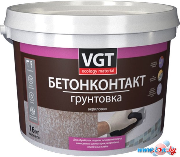 Акриловая грунтовка VGT ВД-АК-0301 Бетонконтакт (3 кг, белый) в Минске