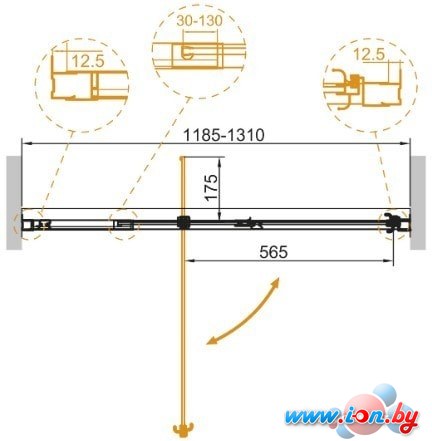 Душевая дверь Cezares Variante-B-1-120/130-C-Cr в Бресте