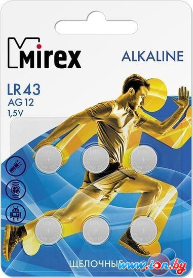 Батарейки Mirex LR43 (AG12) блистер 6 шт. 23702-LR43-E6 в Могилёве