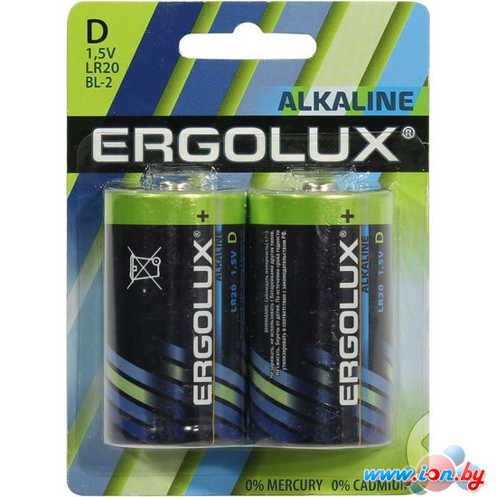 Батарейки Ergolux Alkaline LR20 BL-2 2шт в Гомеле