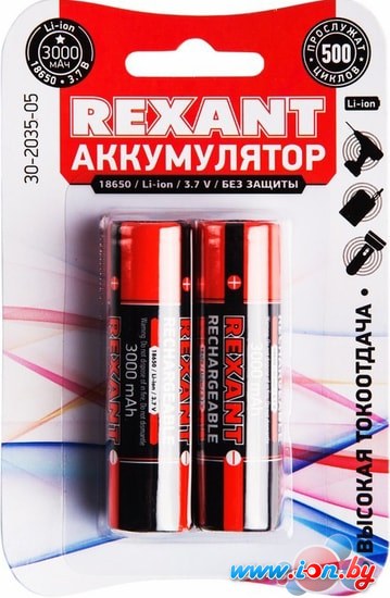 Аккумуляторы Rexant 18650 3000mAh 2шт 30-2035-05 в Могилёве