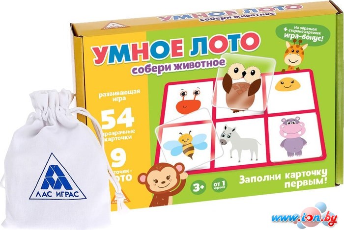 Настольная игра Лас Играс Умное лото. Животные 3807328 в Могилёве