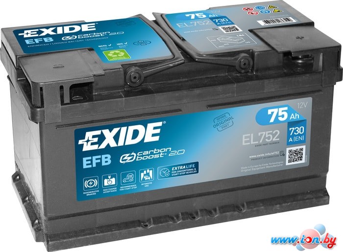 Автомобильный аккумулятор Exide Start-Stop EFB EL752 (75 А·ч) в Могилёве