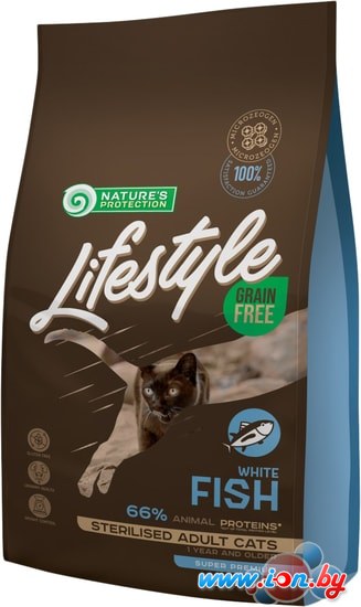 Сухой корм для кошек Natures Protection Lifestyle Grain Free White Fish Sterilised Adult 1.5 кг в Могилёве