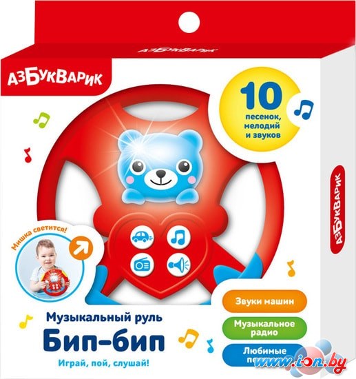 Интерактивная игрушка Азбукварик Бип-бип Музыкальный руль AZ-2331B 4680019283197 (красный) в Бресте