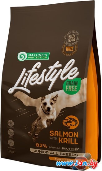 Сухой корм для собак Natures Protection Lifestyle Grain Free Junior Salmon with krill 1.5 кг в Витебске