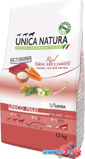 Сухой корм для собак Unica Natura Unico Maxi с олениной, рисом и морковью 12 кг в Бресте