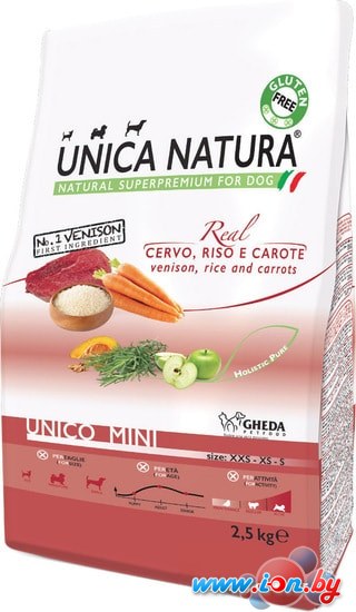 Сухой корм для собак Unica Natura Unico Mini с олениной, рисом и морковью 2.5 ru в Бресте