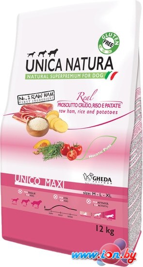 Сухой корм для собак Unica Natura Unico Maxi с сыровяленой ветчиной, рисом и картофелем 12 кг в Бресте