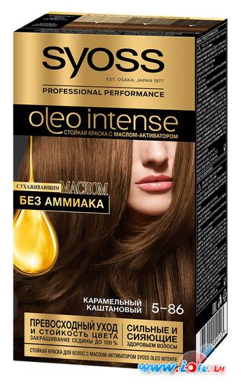 Крем-краска для волос Syoss Oleo Intense 5-86 карамельный каштановый в Могилёве
