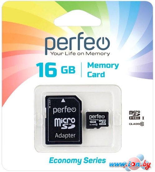 Карта памяти Perfeo microSDHC PF16GMCSH10AES 16GB (с адаптером) в Минске