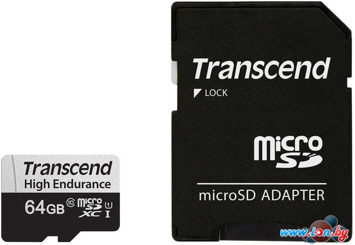 Карта памяти Transcend microSDXC TS64GUSD350V 64GB (с адаптером) в Витебске