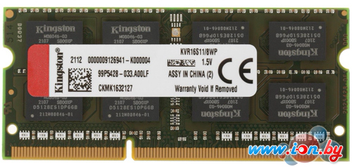 Оперативная память Kingston ValueRAM 8GB DDR3 SODIMM PC3-12800 KVR16S11/8WP в Минске