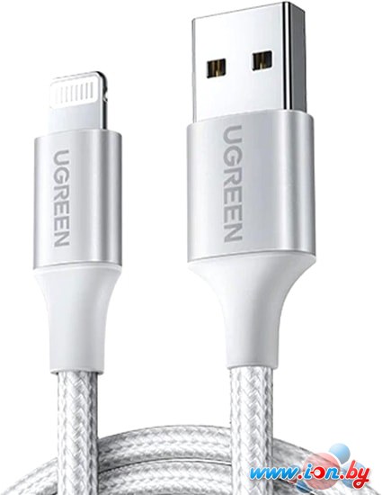 Кабель Ugreen US199 60161 USB Type-A - Lightning (1 м, белый/серебристый) в Могилёве