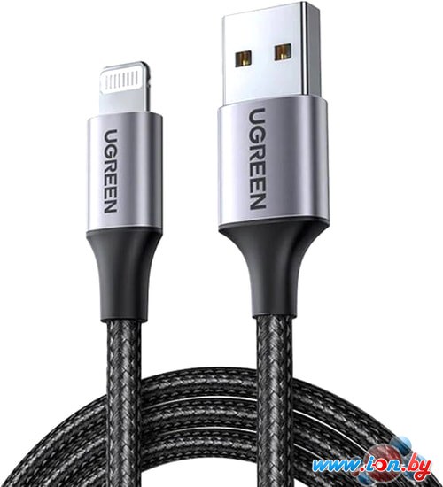 Кабель Ugreen US199 60156 USB Type-A - Lightning (1 м, черный/серый) в Гомеле