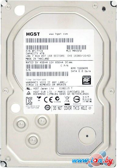 Жесткий диск HGST Ultrastar 7K4000 4TB HUS724040ALE641 в Бресте