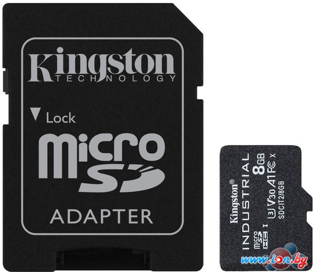 Карта памяти Kingston Industrial microSDHC SDCIT2/8GB 8GB (с адаптером) в Могилёве