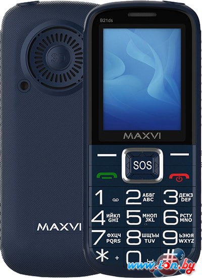 Кнопочный телефон Maxvi B21ds (синий) в Минске