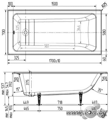 Ванна Wotte Line 170x70 в Бресте