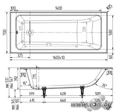 Ванна Wotte Line 160x70 в Витебске