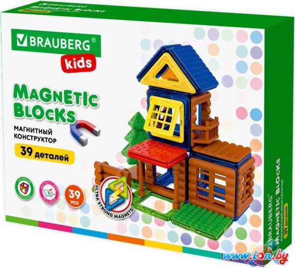 Магнитный конструктор BRAUBERG 663849 Kids Magnetic Build Blocks-79 Построй дом в Гомеле