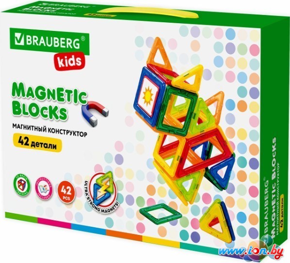 Магнитный конструктор BRAUBERG 663846 Kids Magnetic Big Blocks-42 в Бресте