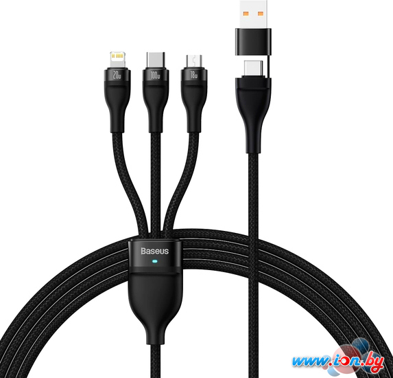 Кабель Baseus CASS030101 USB-C/A - USB-C, microUSB, Lightning (1.2 м, черный) в Гомеле