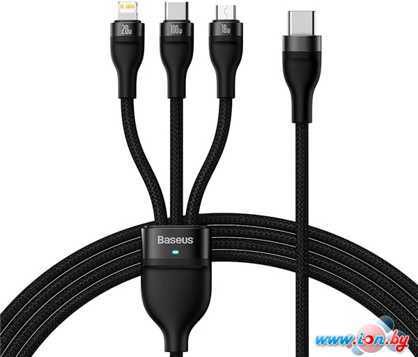 Кабель Baseus Flash Series ? USB Type-C - Lightning/USB Type-C/microUSB (1.5 м, черный) в Минске