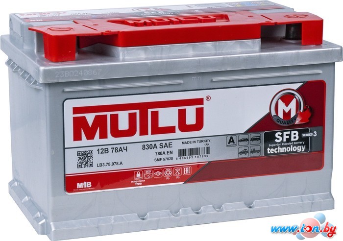 Автомобильный аккумулятор Mutlu (78 Ah) 780 A, 12 V Обратная, R+ LB3 LB3.78.078.A в Могилёве