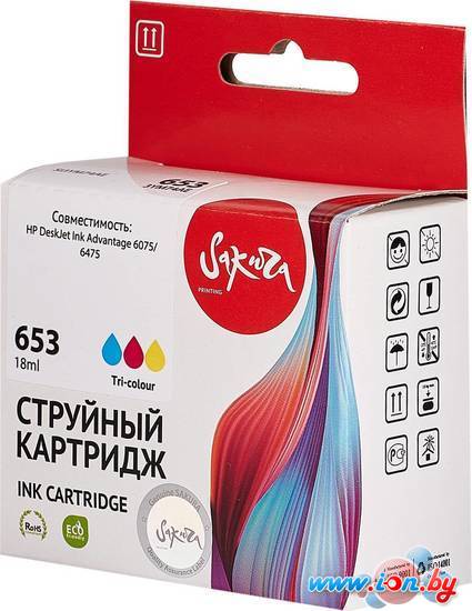 Картридж Sakura Printing SI3YM74AE (аналог HP 653 Tri-colour) в Минске