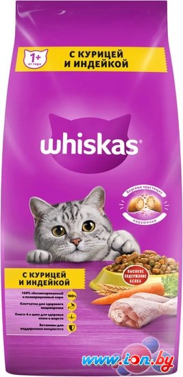 Сухой корм для кошек Whiskas Вкусные подушечки с паштетом. Ассорти с курицей и индейкой 5 кг в Могилёве