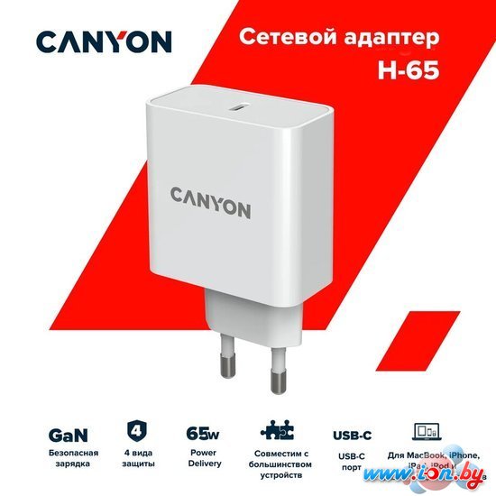 Сетевое зарядное Canyon CND-CHA65W01 в Минске