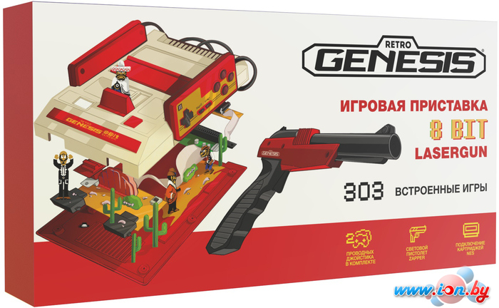 Игровая приставка Retro Genesis 8 Bit Lasergun (2 геймпада, пистолет Заппер, 303 игры) в Гомеле