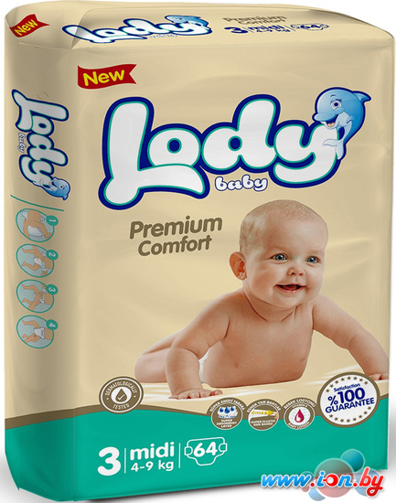 Подгузники Lody Baby Midi 4-9 кг Jumbo (64 шт) в Могилёве