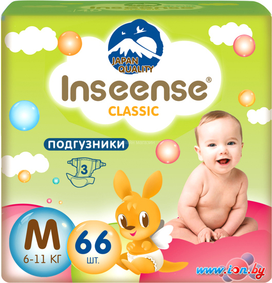 Подгузники Inseense Classic Plus M 6-11 кг InsCM66Lime (66 шт) в Могилёве